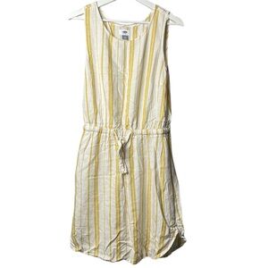 NWOT Old Navy Sleeveless Dress (with Tie in Front) in Cream with Yellow Stripes